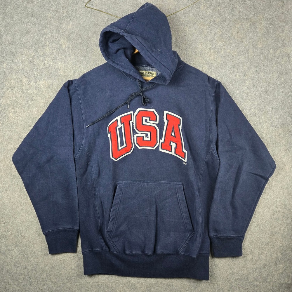 Steve & Barry's USA Hoodie Mens Medium Navy Blue Collegiate Varsity Sweatshirt